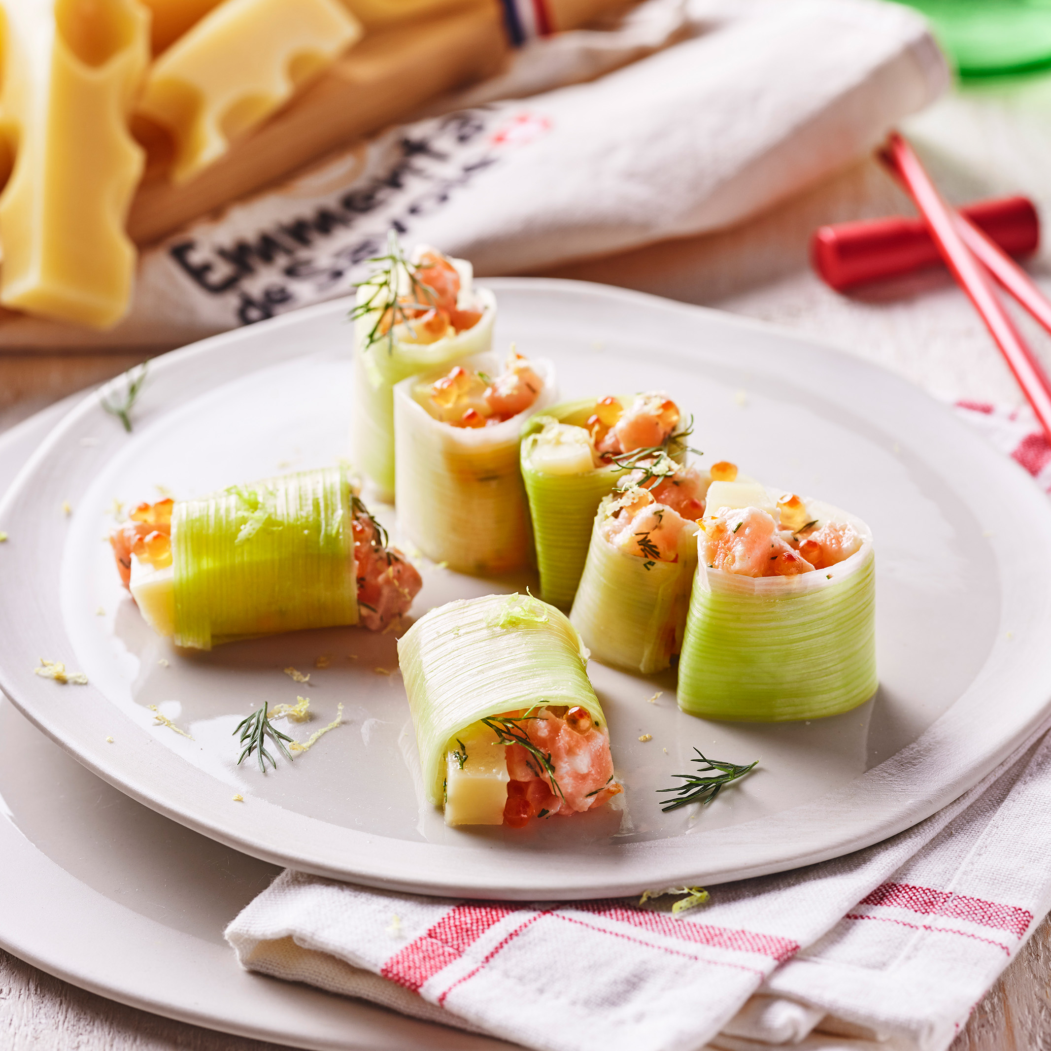 Makis de poireaux et saumon à l'Emmental de Savoie