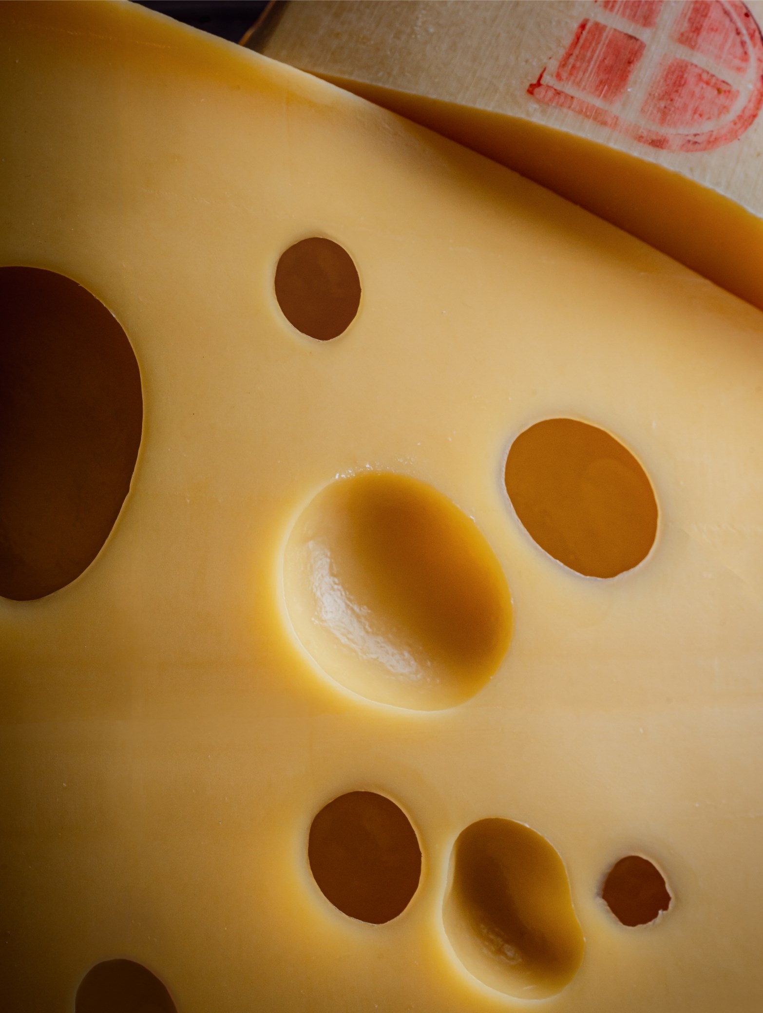 Emmental en gros plan, on y voit les trous